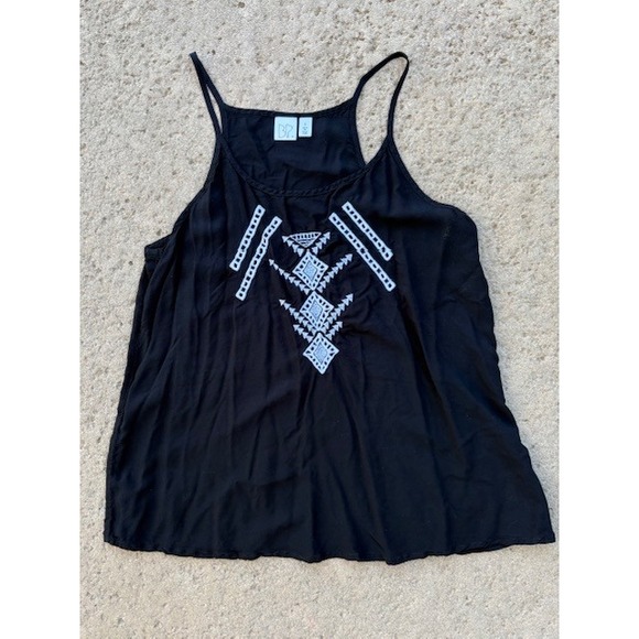 BP Black Embroidered Tank Top Sleeveless Boho Festival Casual Women's - Picture 1 of 4